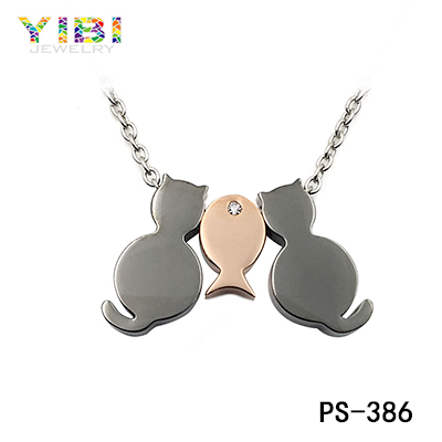 Kitty&fish lovely Necklace, Fashion Stainless Steel Jewelry.