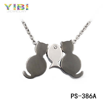 Kitty&fish lovely Necklace, Fashion Stainless Steel Jewelry.