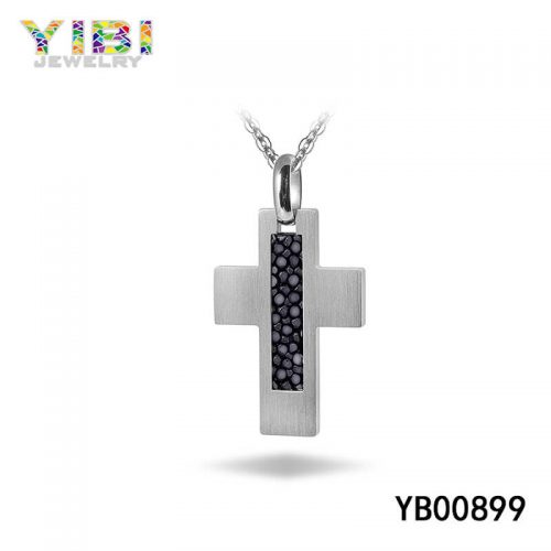 Brushed 316L Stainless Steel Cross Pendant