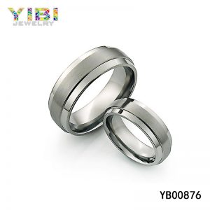 Modern brushed titanium wedding band