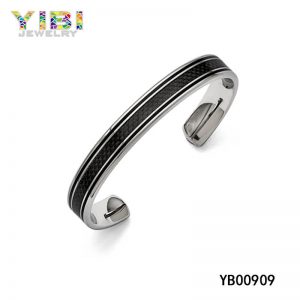 Classic Surgical Stainless Steel Carbon Fiber Bangle