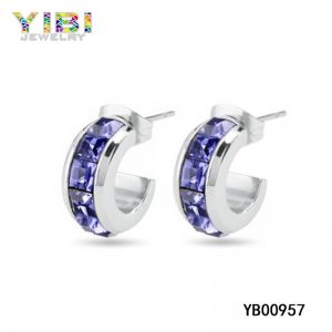 Modern Women Surgical Steel Earrings with CZ Inlay