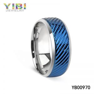 Modern Blue Stainless Steel Ring for Men