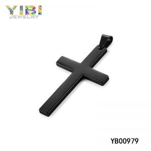 Black Surgical Stainless Steel Cross Pendant