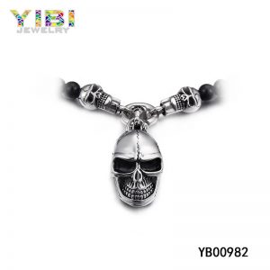 Heavy Gothic 316L Stainless Steel Skull Necklace