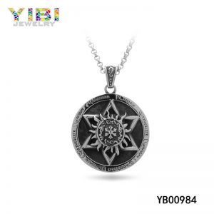 Antique Laser Engraved Stainless Steel Necklace