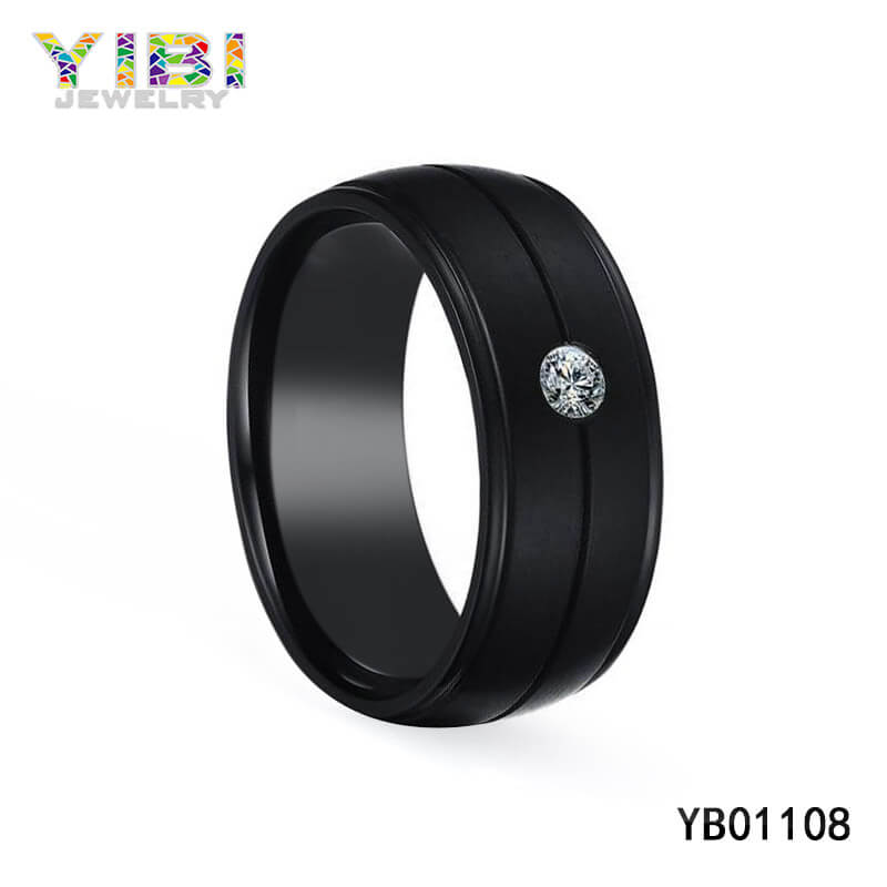 black stainless steel ring