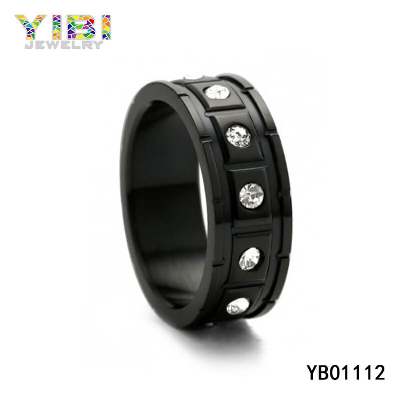 black stainless steel wedding bands