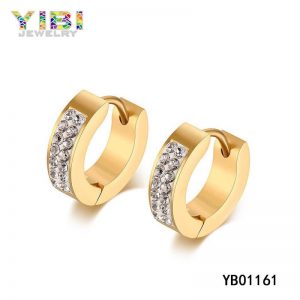 Women Gold Plated Stainless Steel Cubic Zirconia Earrings