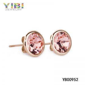 Rose Gold Plated Surgical Steel Earrings with CZ Inlay