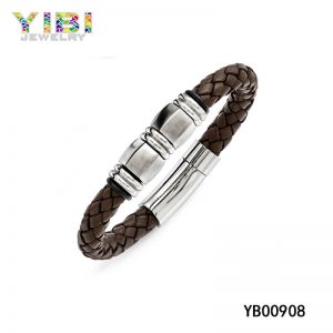 Vintage Surgical Stainless Steel Leather Bracelet