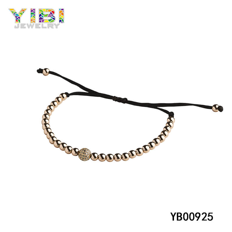 Adjustable stainless steel bead bracelet 