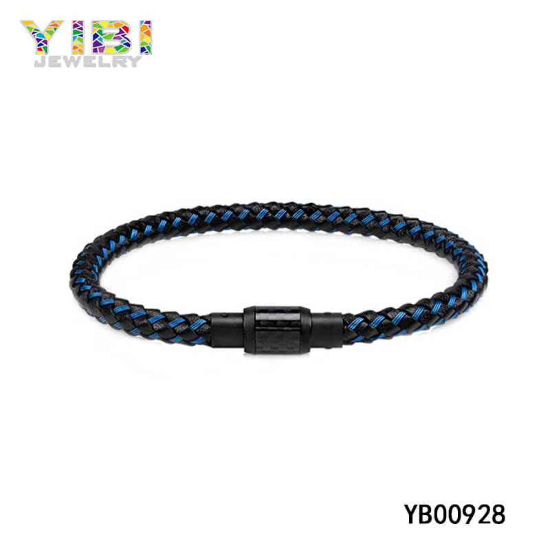 316L stainless steel leather bracelet