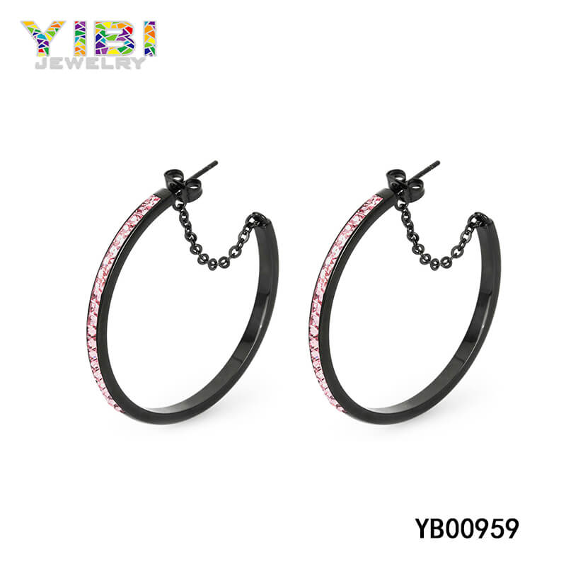 Inlay Black Stainless Steel Earrings