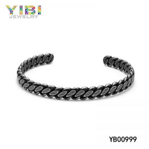 Men Black 316L Stainless Steel Bangle