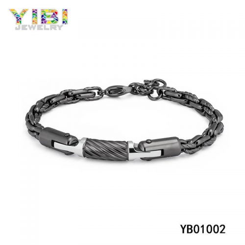 High End Stainless Steel Leather Bracelet