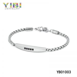 Stainless Steel Bracelets with Black CZ Inlay