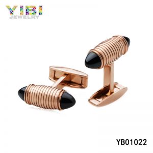 High Quality Women Rose Gold Plated Steel Cufflinks