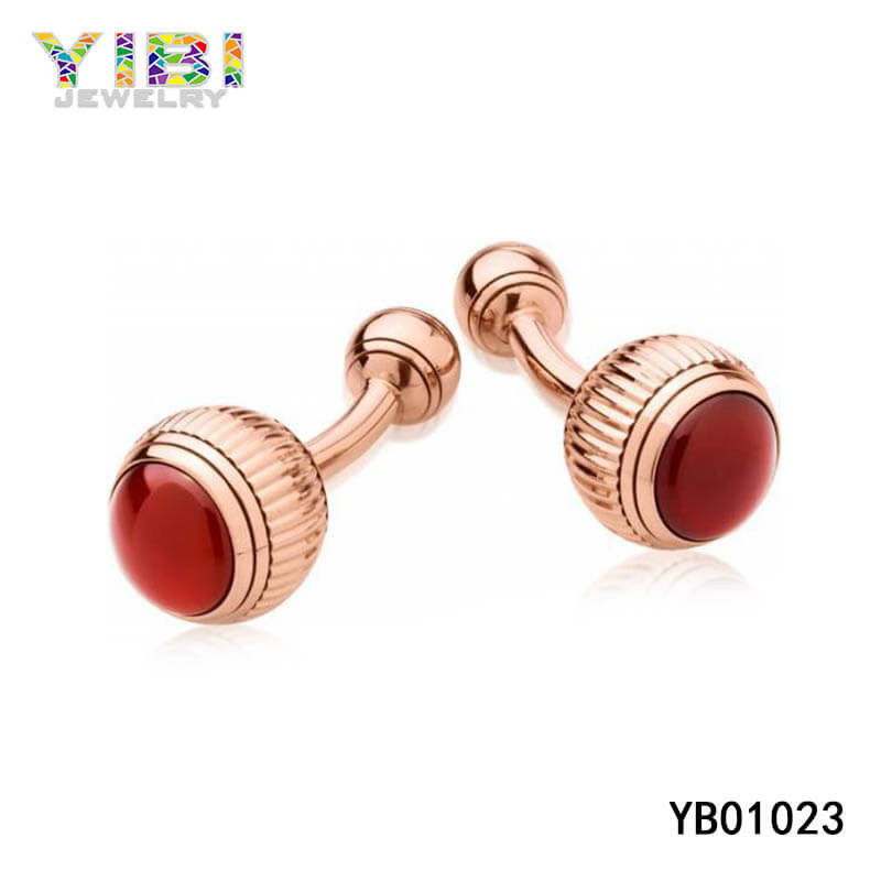 Quality rose gold plated steel cufflinks