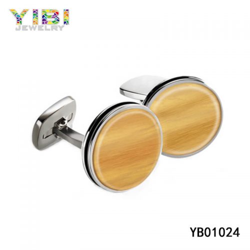 surgical stainless steel wood cufflinks