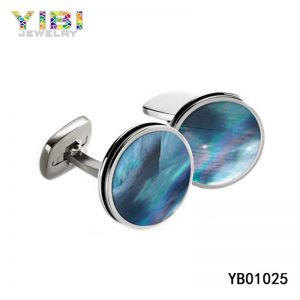 Classic Stainless Steel Abalone Shell Cufflinks