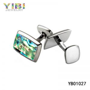 Luxury 316L Stainless Steel Abalone Shell Cufflinks