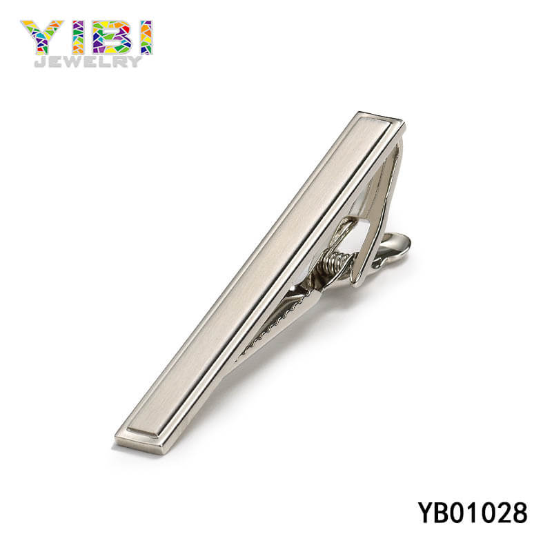 Fine brushed stainless steel tie clip