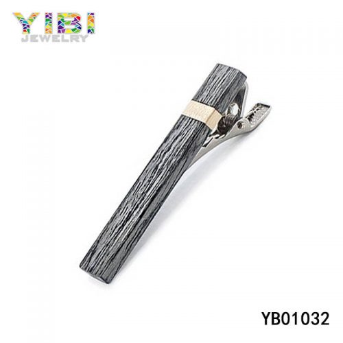 Unique Men Stainless Steel Wood Tie Clips