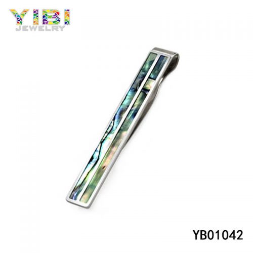 Stainless Steel Abalone Shell Tie Clip