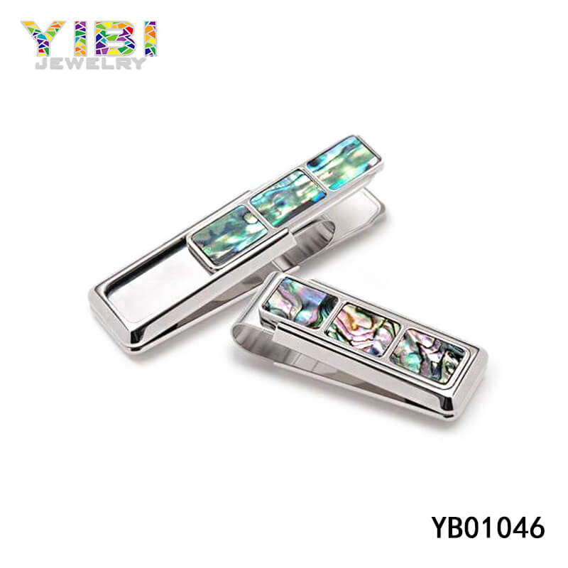 Surgical steel abalone shell money clip