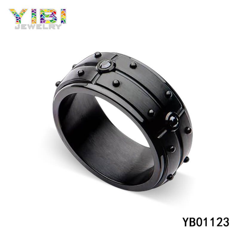 Men Black Stainless Steel Ring