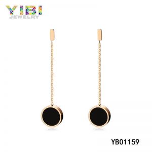 Women Stainless Steel Earrings With Rose Gold Plated