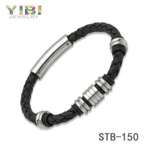 Modern 316L Stainless Steel Leather Bracelet