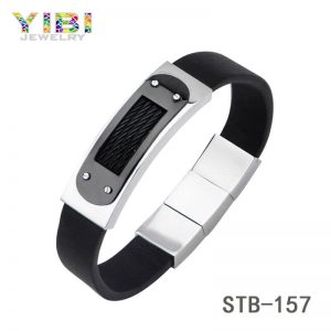 Classic Men 316L Stainless Steel Leather Bracelet