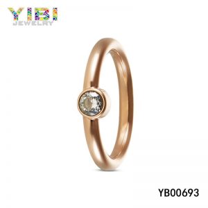 Fashion CZ Inlay Rose Gold Stainless Steel Ring