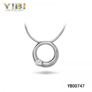 Modern Stainless Steel CZ Inlaid Pendant