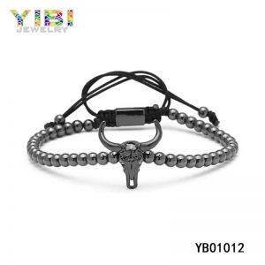 Personalized Black Stainless Steel beaded Bracelet