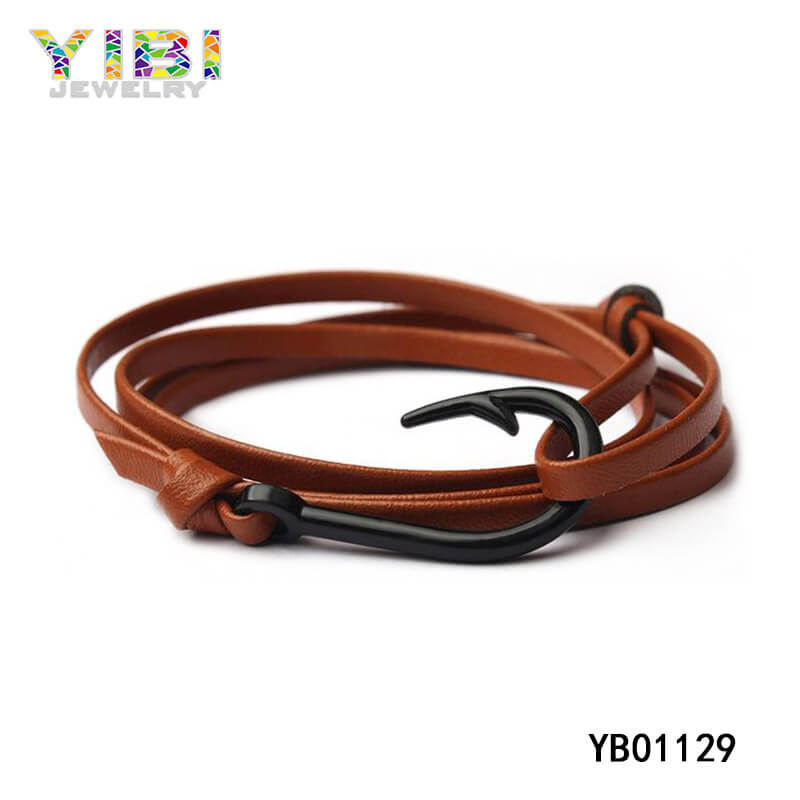 Classic Leather Fish Hook Bracelet