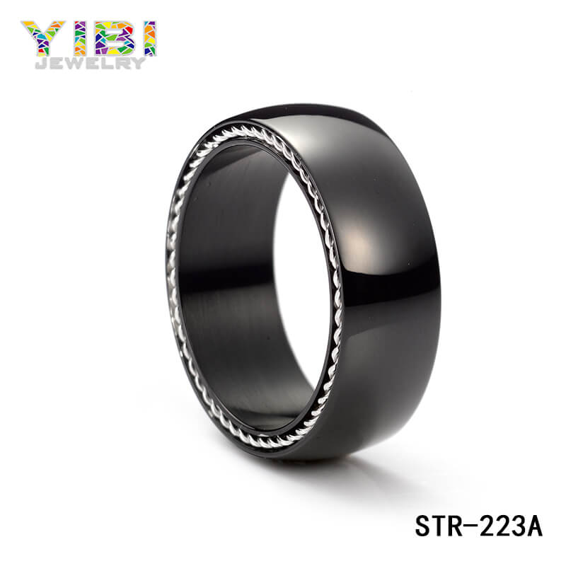 Quality Men Black Stainless Steel Ring