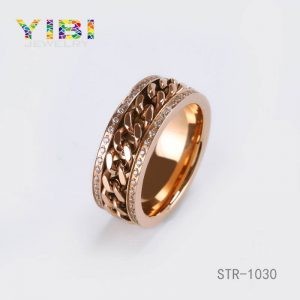 Rose Gold Plated Surgical Stainless Steel CZ Ring