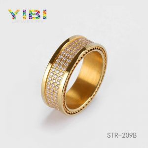 CZ Inlay Gold Plated Surgical Stainless Steel Ring