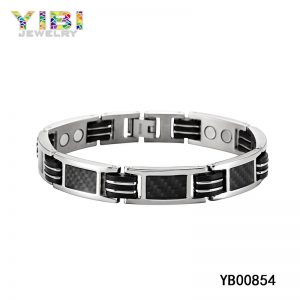 Germanium Inlay Black Carbon Fiber Titanium Bracelet