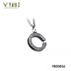 Cubic Zirconia Inlay Black Titanium Pendant