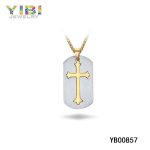 Titanium Dog Tag Pendant With Gold Plated Cross