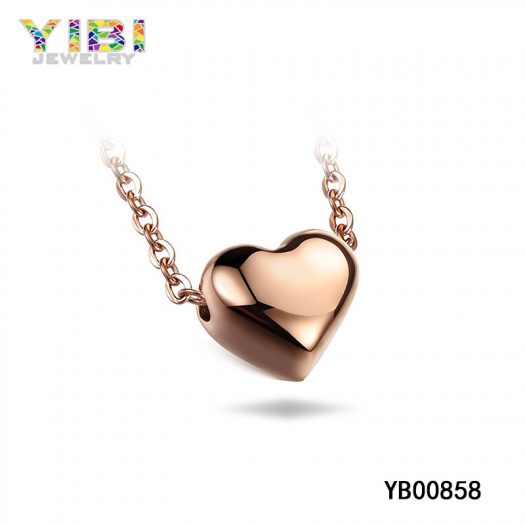 Rose Gold Plated Titanium Heart Necklace Big Picture Show