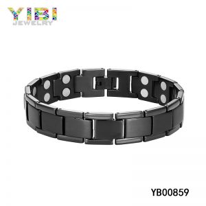 Titanium Jewelry Factory Germanium Inlay Black Titanium ID Bracelet