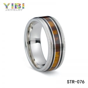 Surgical Stainless Steel Ring With Wood Inlay
