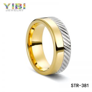 Surgical Stainless Steel Ring With Gold Plated