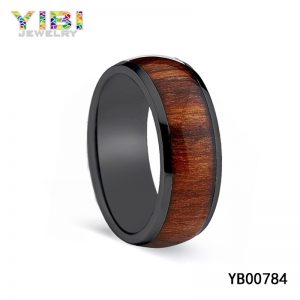 Titanium Wood Rings with Black Plated