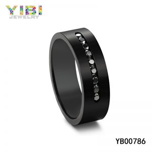 Black Titanium CZ Rings with High Polished